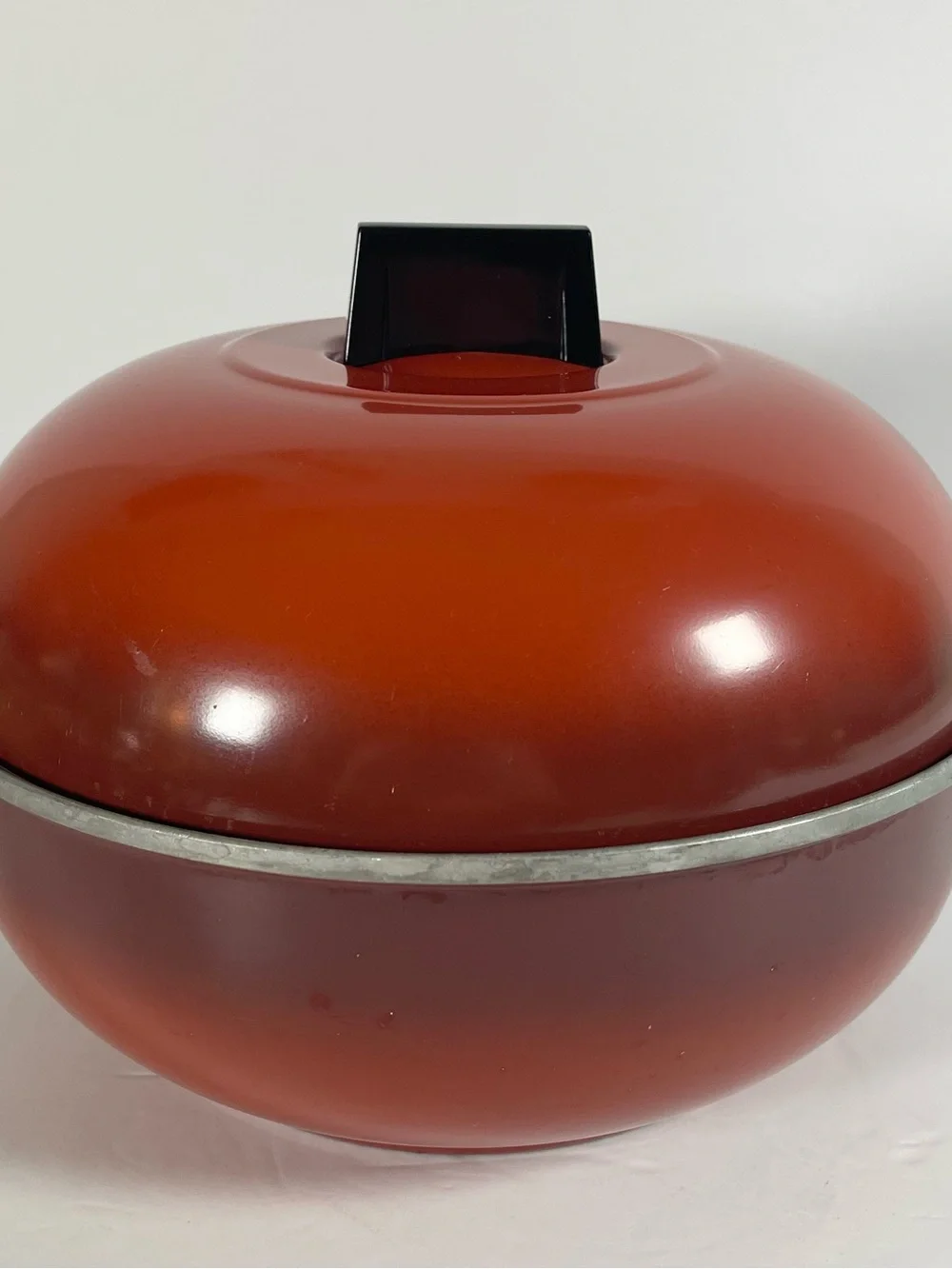 Vintage West Bend Red Aluminum Bun Warmer Serving Oven Bread Warmer No Basket